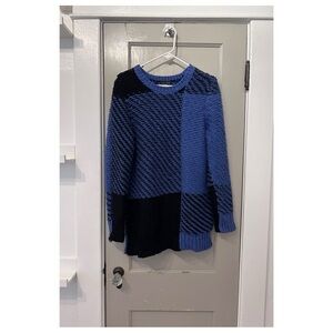 rag & bone Blue and Black Open Stitch Knit Sweater